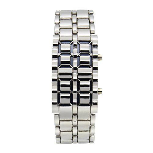 Men's Digital Lava Watches Iron Metal Red LED - Silver