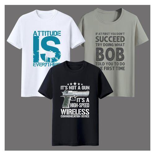 Yixin [3 Pieces] Men's Shirt Short Sleeve T-shirt Half Sleeve 1101