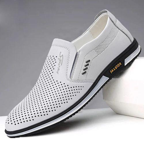 Men's Casual Breathable Pu Leather Wedding Loafers Brogues Shoes White