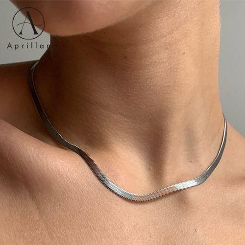 Aprillan Colliers Chaîne Plate Mode Pour Hommes Femmes 60cm