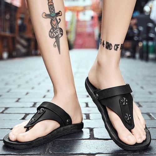 Men's Palm Sandals Shoes Comfortable Soft Sole Casual Black