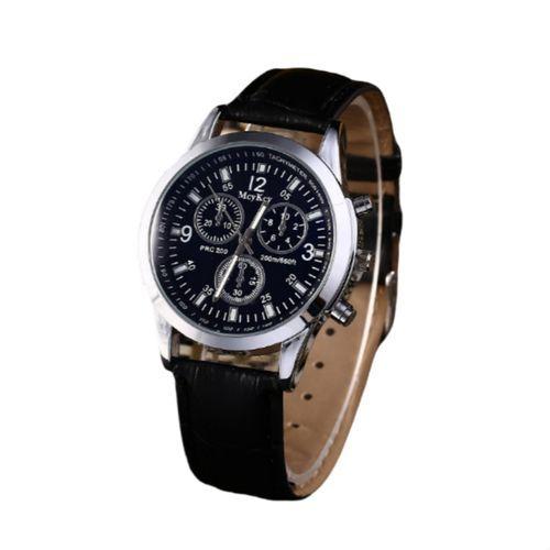 Three-eye blue light glass black watch