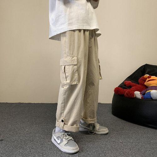 Multiple Pockets Pants Cylinder Loose Broad Leg Waist Casual Male Trousers