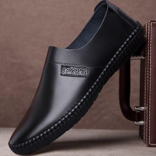 Chaussures Mocassin Hard-Wearing pour Hommes en Cuir - Noir