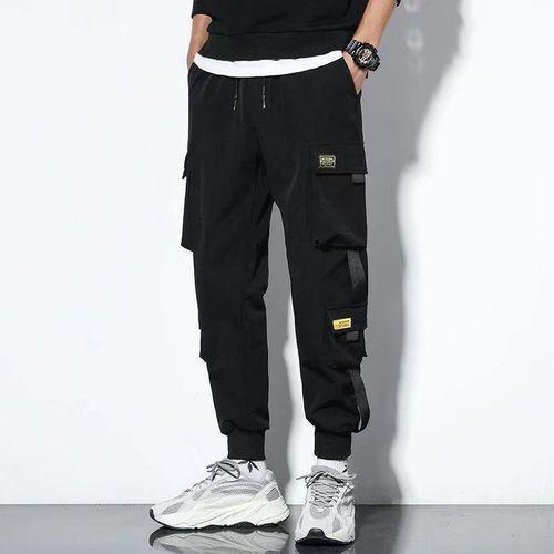 Pantalon de survêtement pour homme, pantalon de Jogging, pantalon Cargo, ample et à la mode (noir)